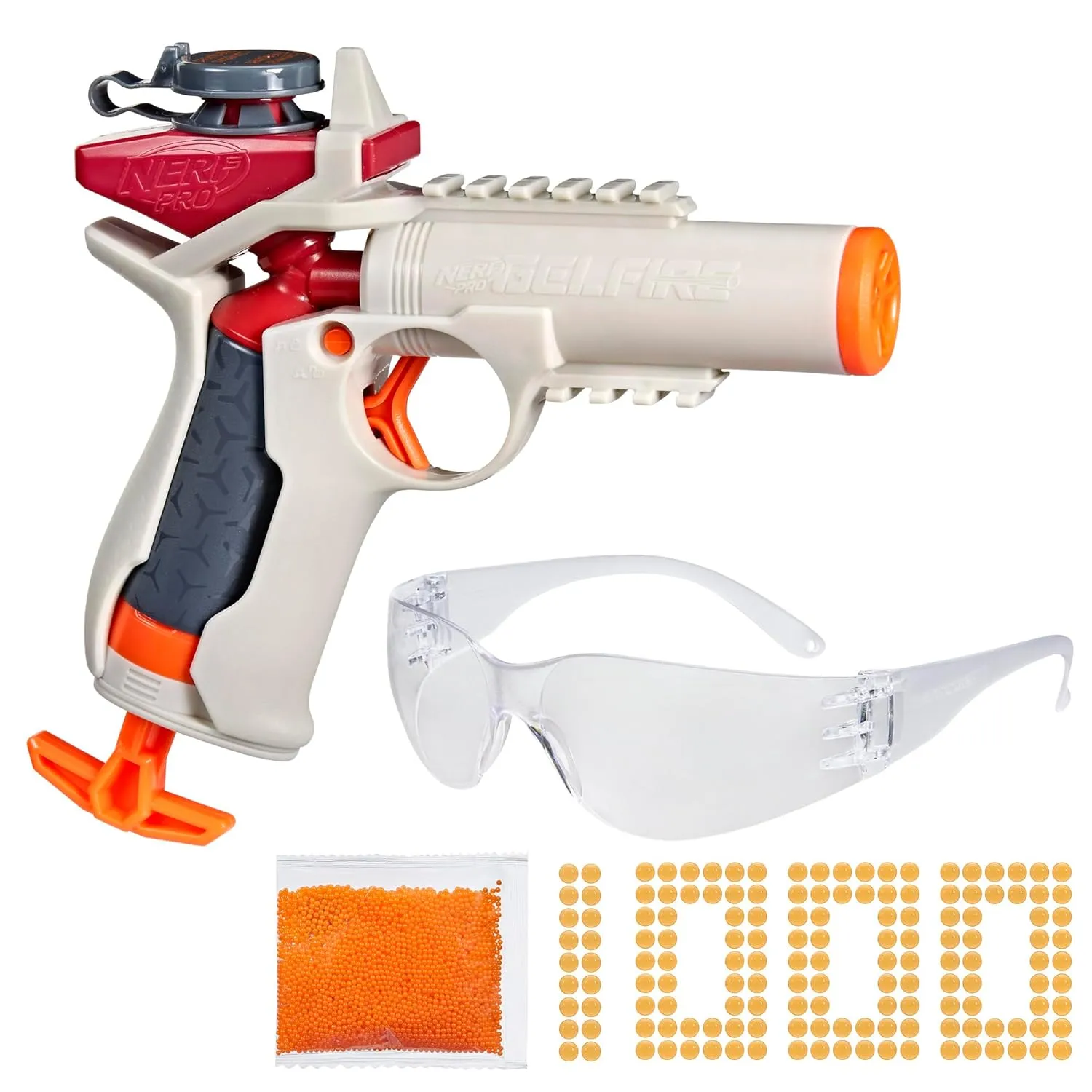 Nerf Pro Gelfire Ignitor Blaster, 1000 Gelfire Rounds, 60 Round Capacity, T-Pull Priming, Up to 150 FPS, Eyewear, Gifts for Teens Ages 14 