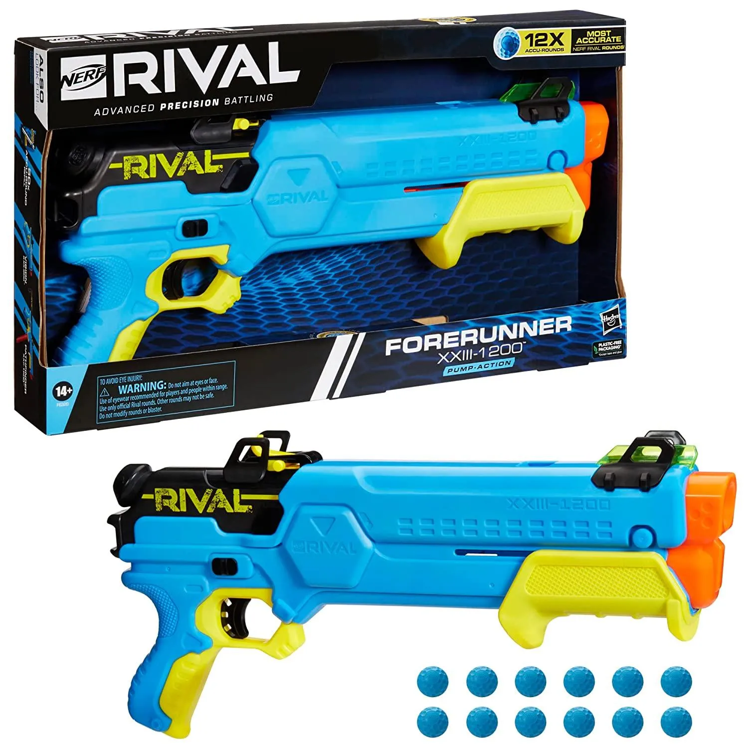 Nerf Rival Forerunner XXIII-1200 Blaster, 12 Round Capacity, 12 Nerf Rival Accu-Rounds, Most Accurate Nerf Rival System, Adjustable Sight