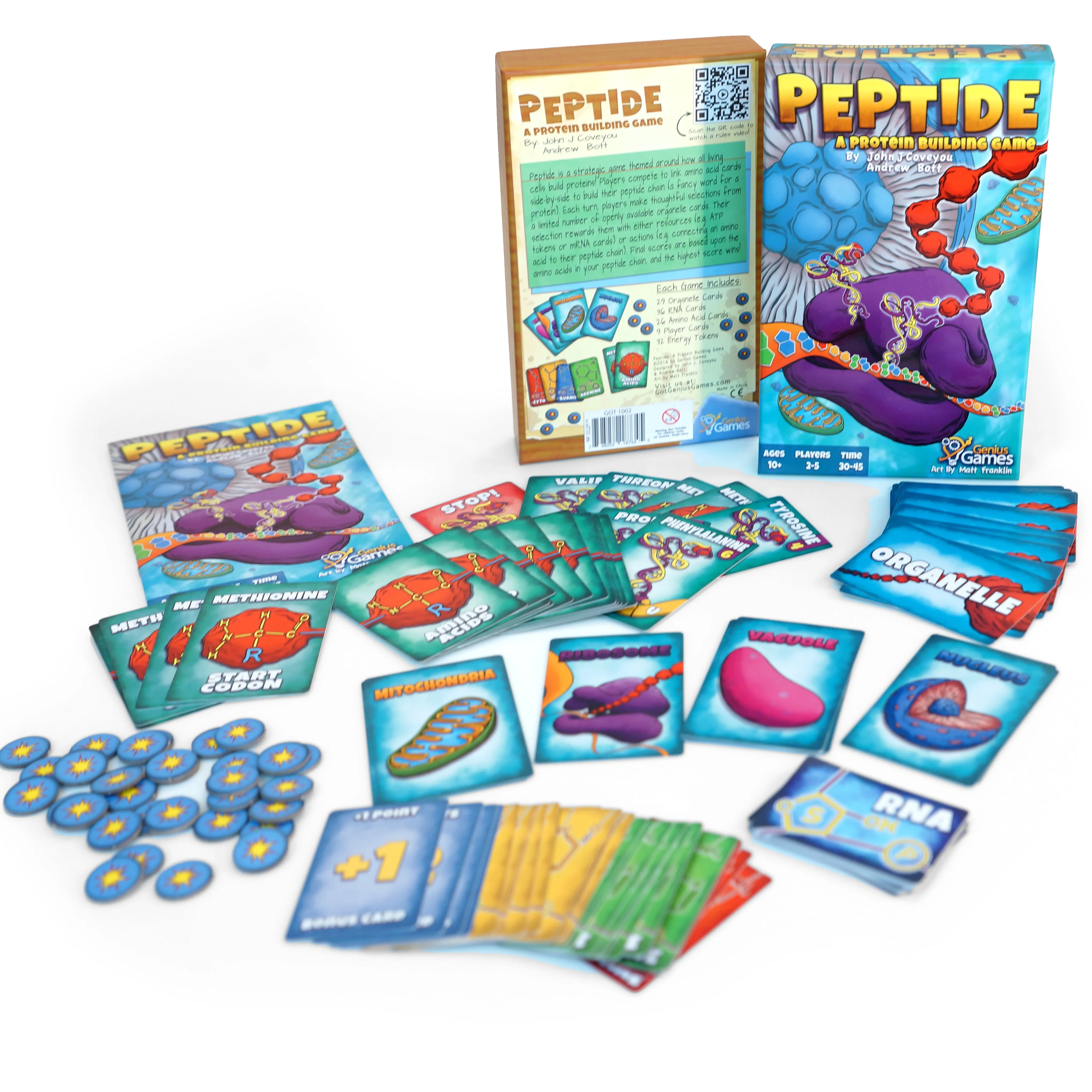 Peptide: A Protein Building Game | A Strategy Card Game with Accurate Science for Gamers and Teachers | Teaches Amino Acids, mRNA, Organelles