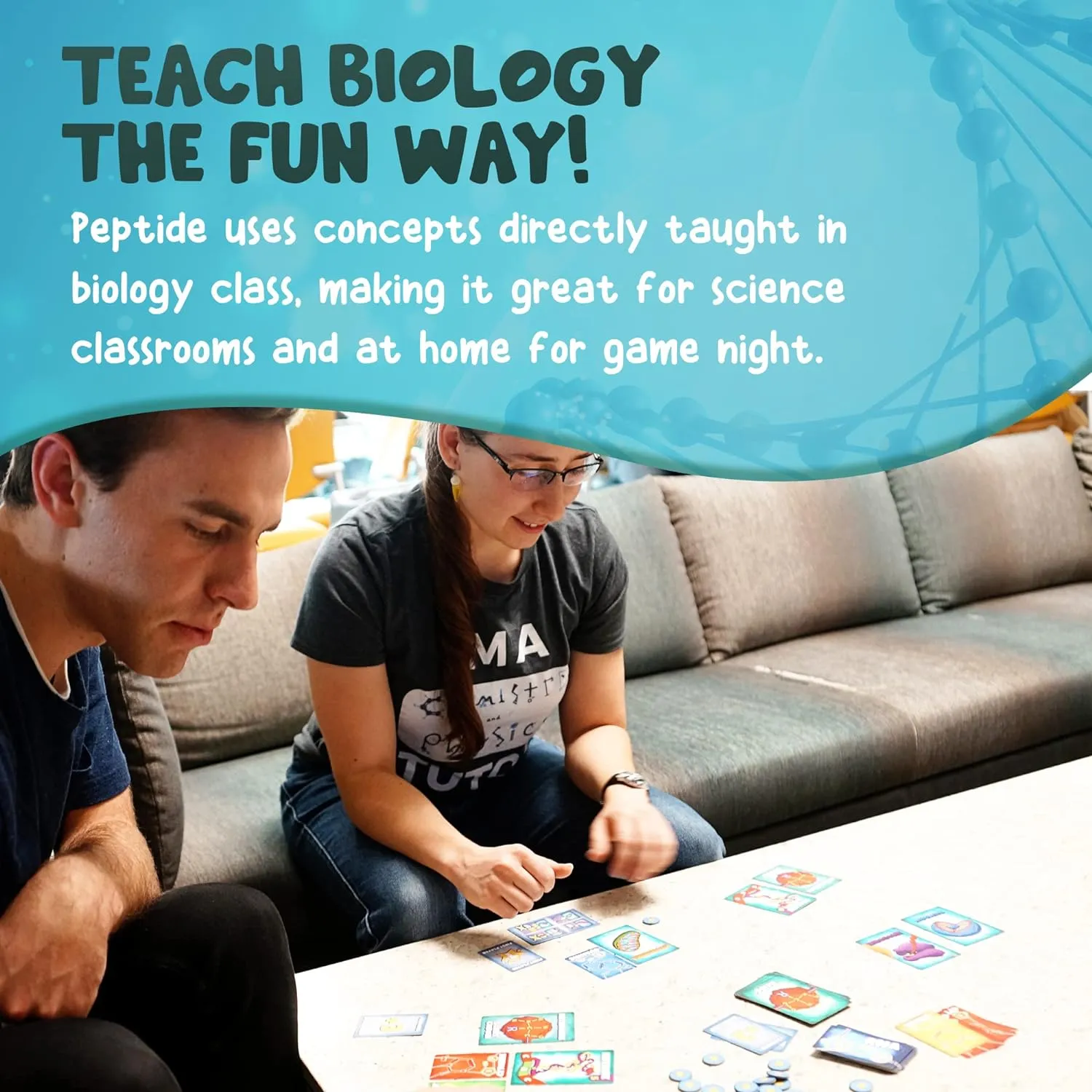 Peptide: A Protein Building Game | A Strategy Card Game with Accurate Science for Gamers and Teachers | Teaches Amino Acids, mRNA, Organelles