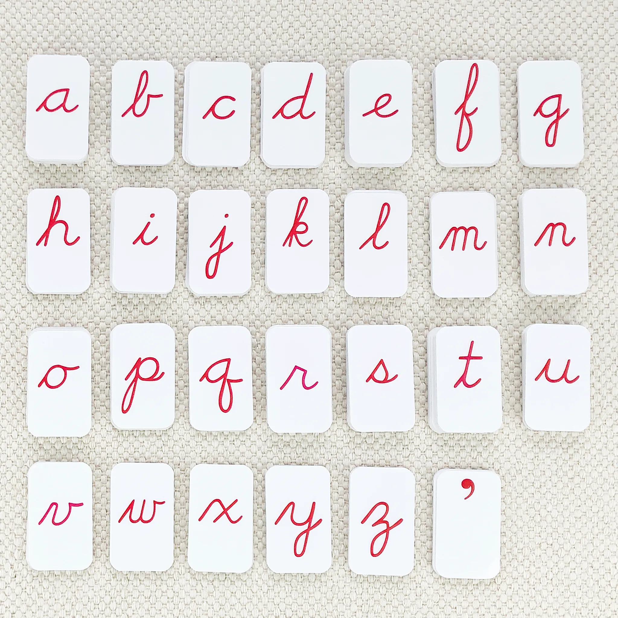 Red Cursive Movable Alphabet