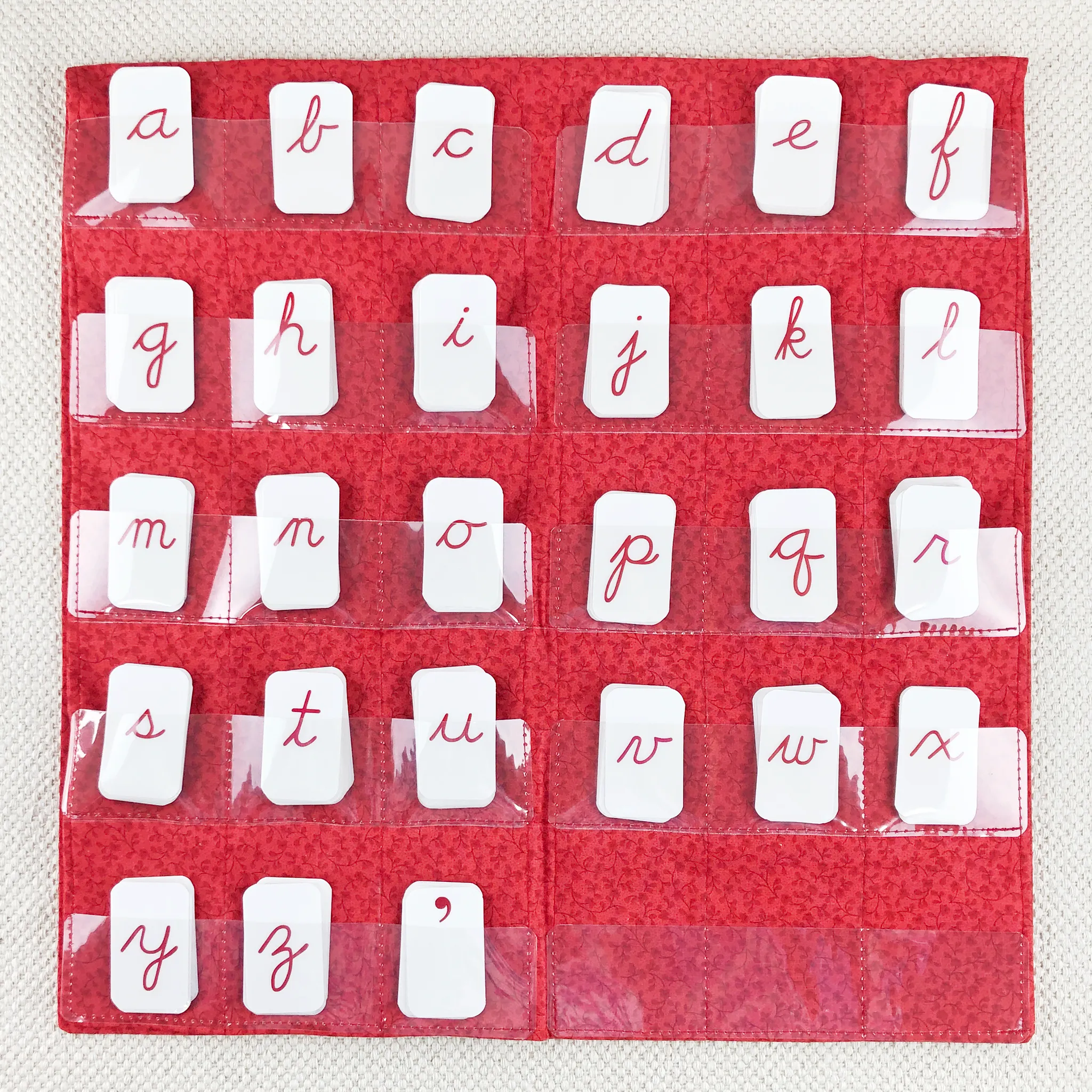 Red Cursive Movable Alphabet