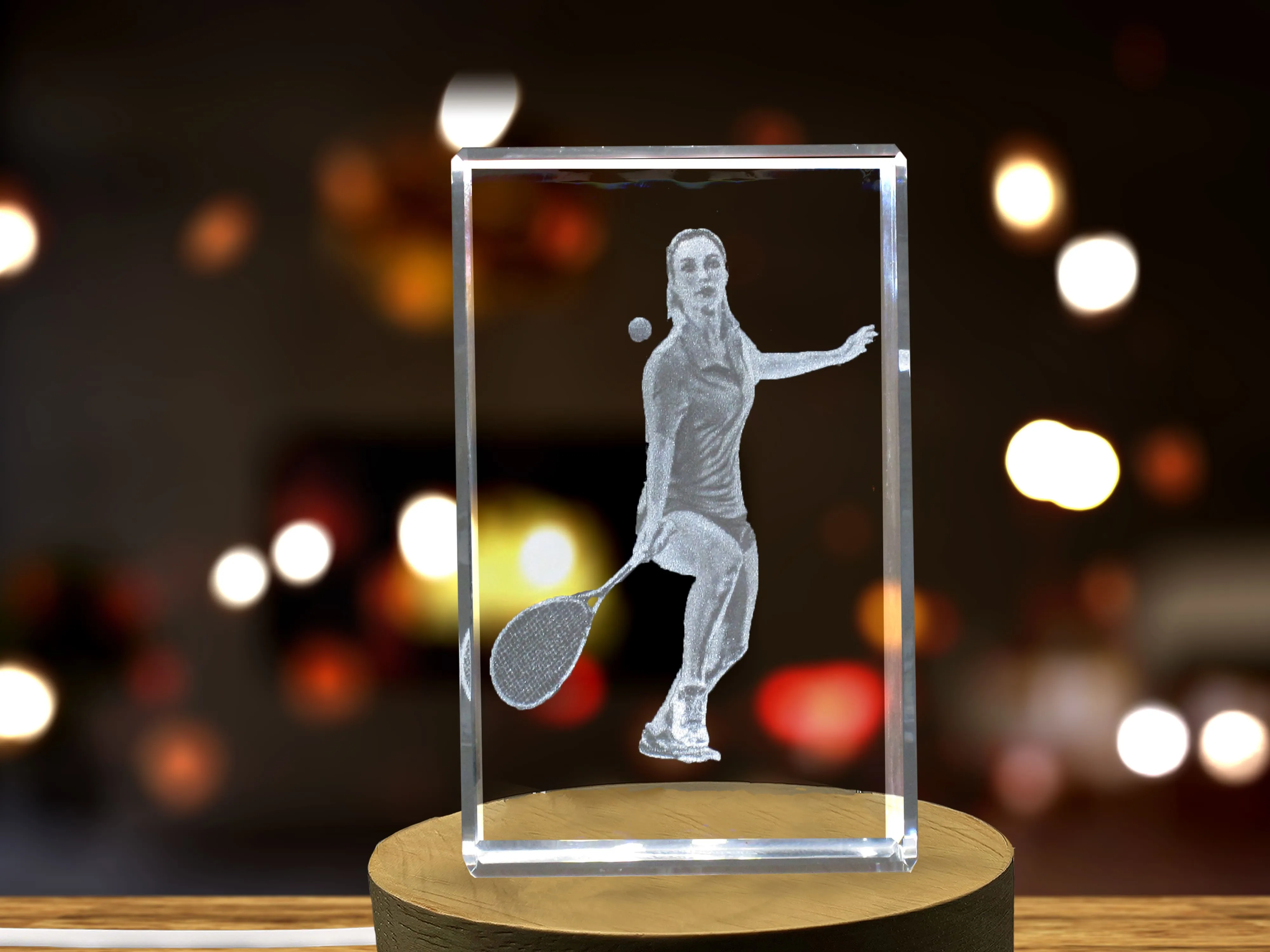 Squash Player 3D Engraved Crystal 3D Engraved Crystal Keepsake/Gift/Decor/Collectible/Souvenir