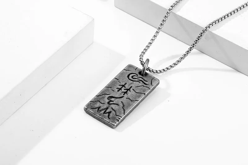 Titanium Steel Military Pendant Necklace Inspired by Sun Tzu's Art of War for Men