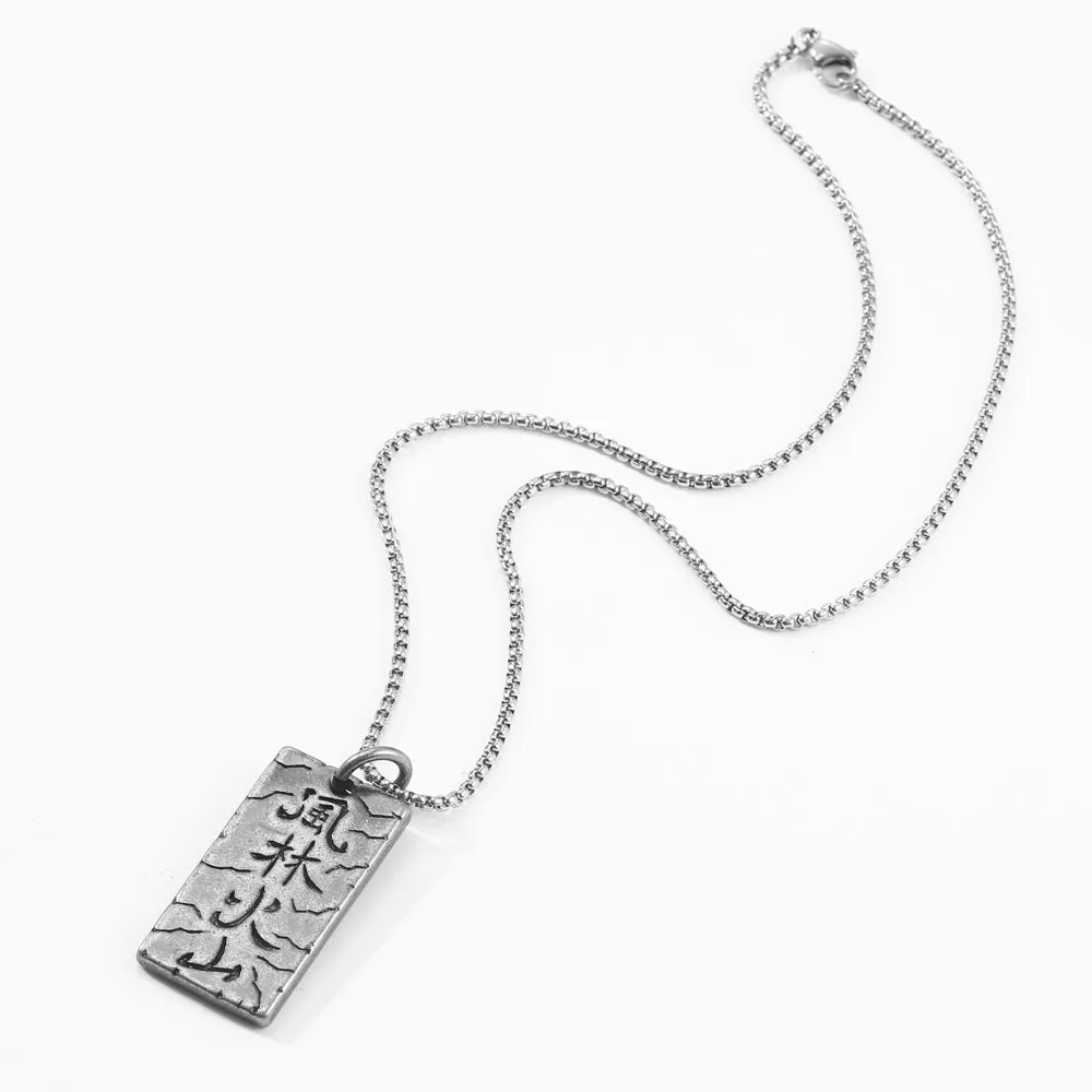 Titanium Steel Military Pendant Necklace Inspired by Sun Tzu's Art of War for Men