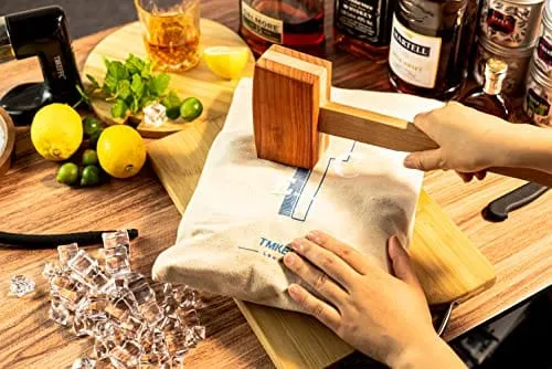 TMKEFFC Lewis Ice Bag Set Of 2, Canvas Bag for Ice Crushing，Craft Cocktail and Drinks，Reusable Three-layer thickened Bag for Home Party Bar Kitchen Use