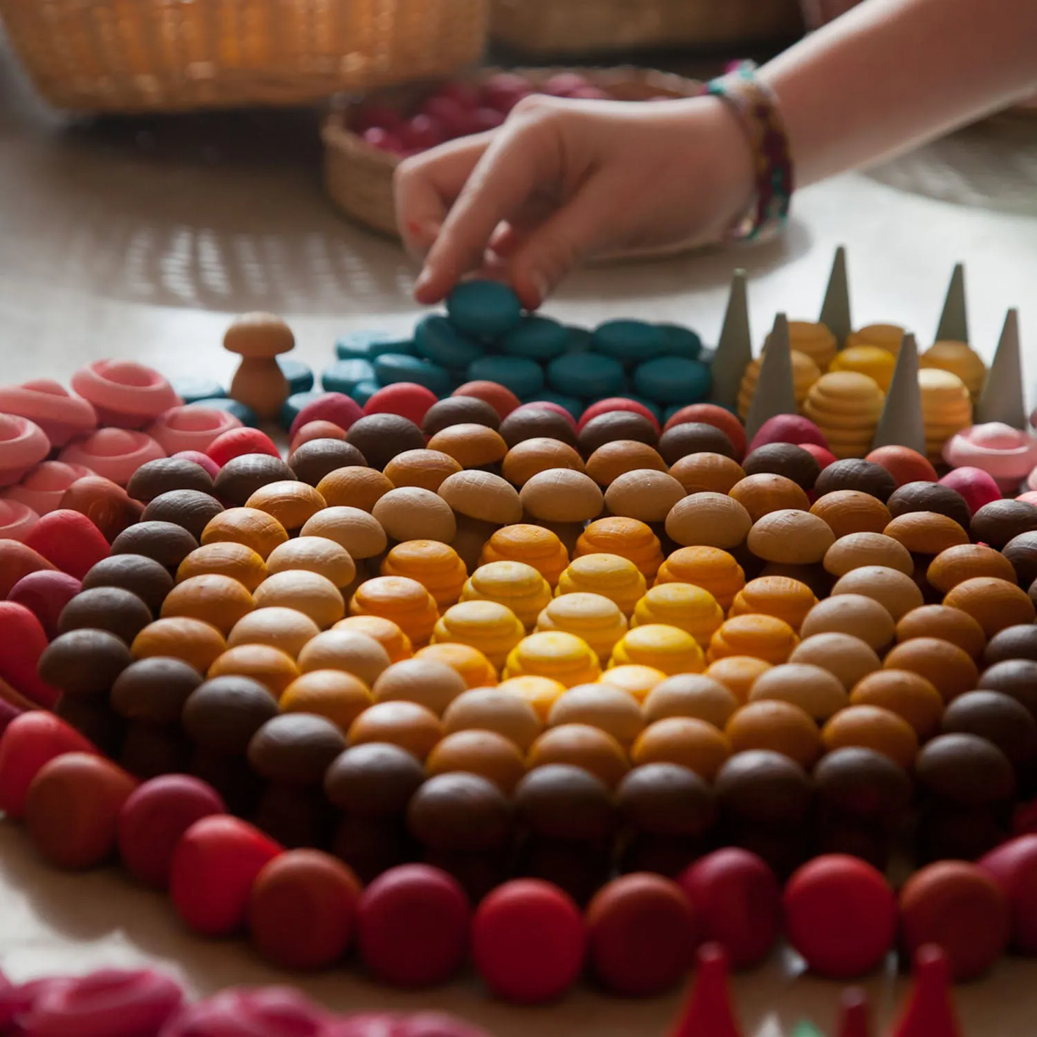 Wooden Mushrooms Mandala - 36 Pieces