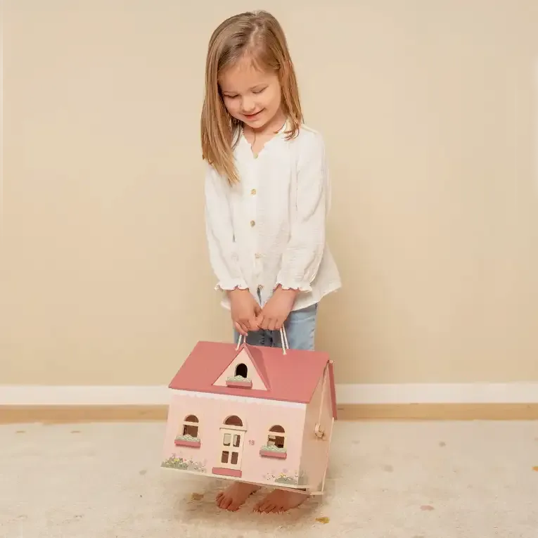 Wooden Portable Dolls House with Furniture