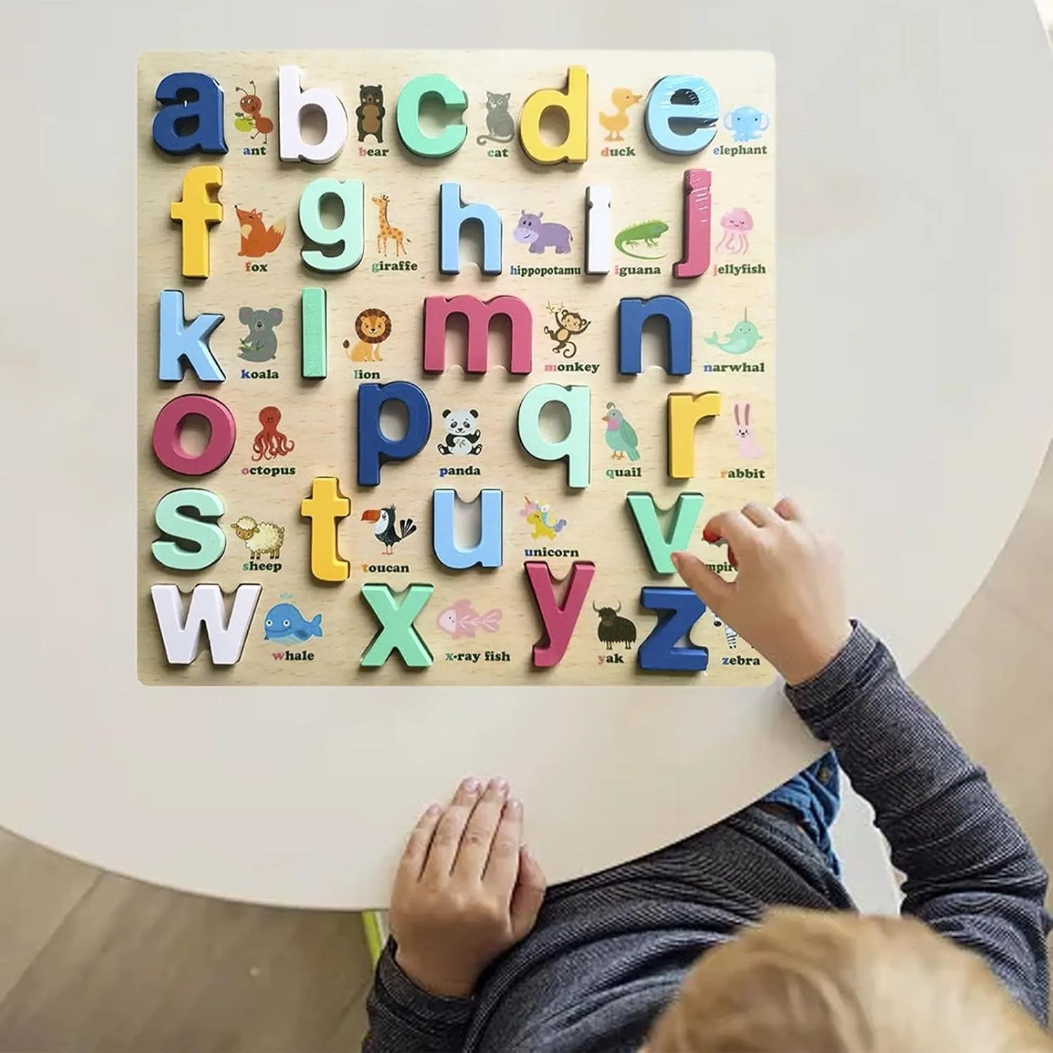 Wooden Small Letters a-z With Shapes Board