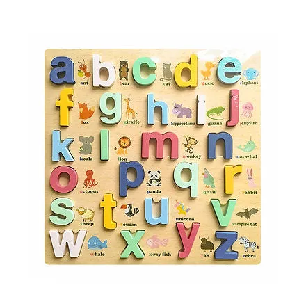 Wooden Small Letters a-z With Shapes Board