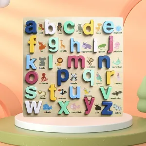 Wooden Small Letters a-z With Shapes Board