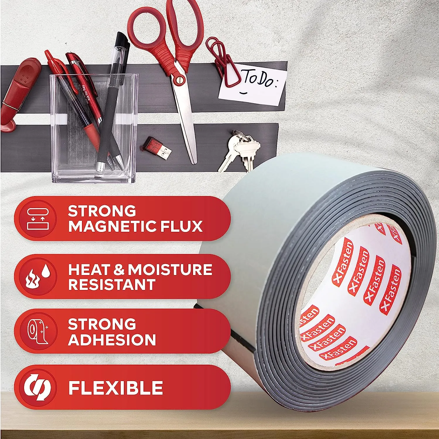 XFasten Magnetic Tape, 2-Inch x 10-Foot